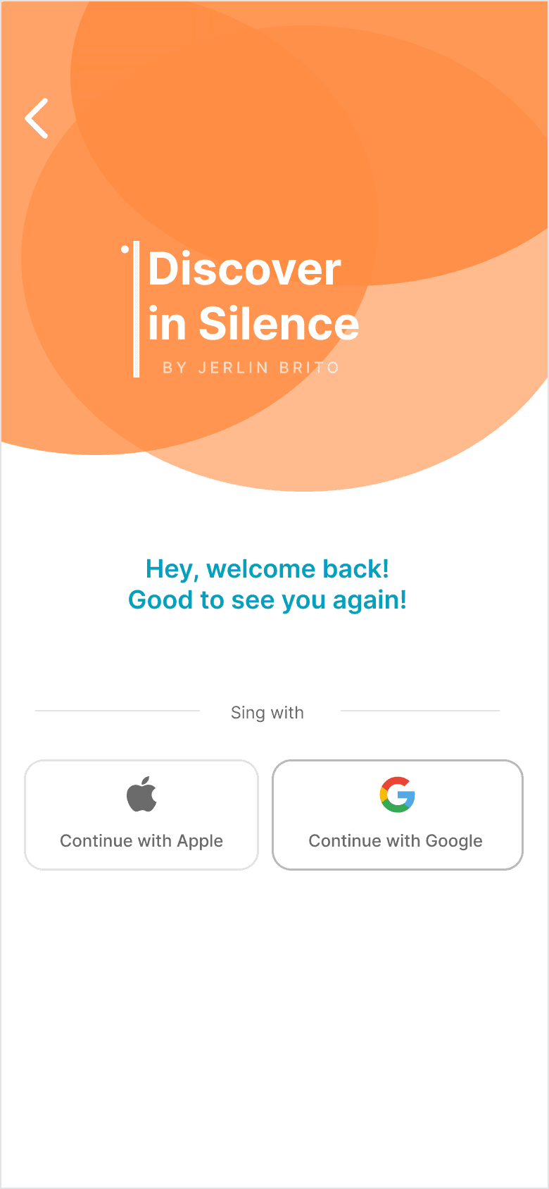 Discover in Silence app home screen